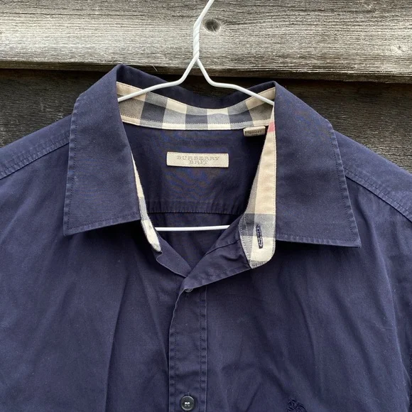 Burberry Men’s navy button down dress shirt - Picture 3 of 5